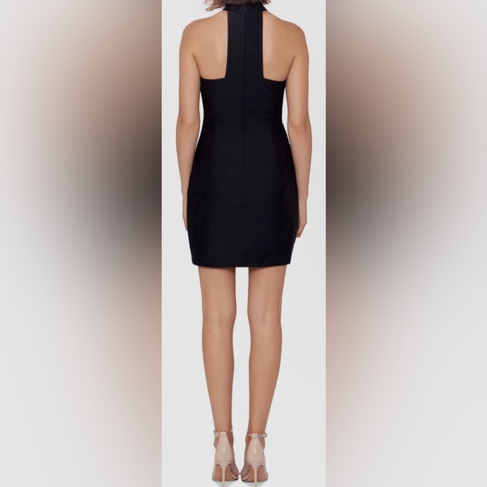Blondie Nites Black Satin Halter Mini Dress NWT Size 3 - Picture 2 of 12
